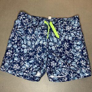 Janie and Jack Boys Swim Trunks Blue Floral Print Size 4